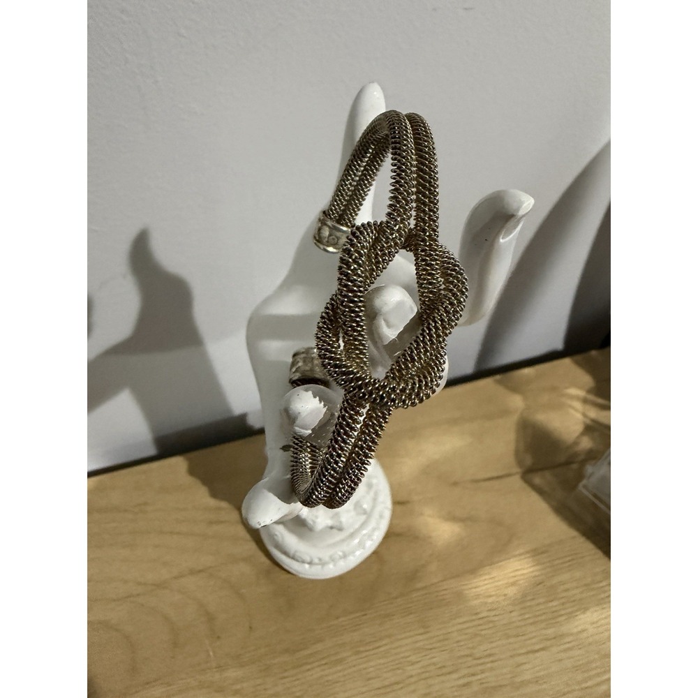 FLEXIBLE STERLING SILVER 925 MESH KNOT CUFF BRACELET  7"